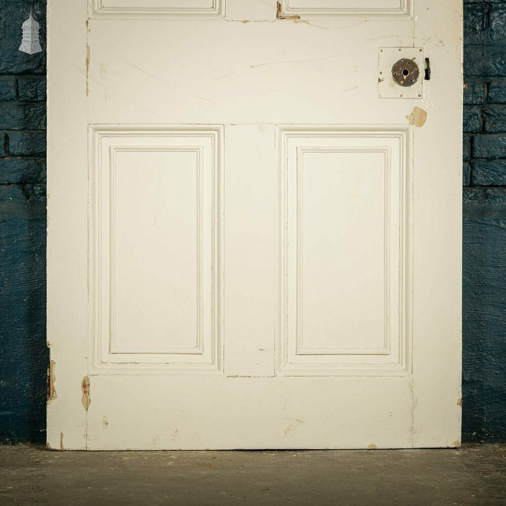Pitch Pine Paneled Door, 6 Panel White Painted photo 360.0
