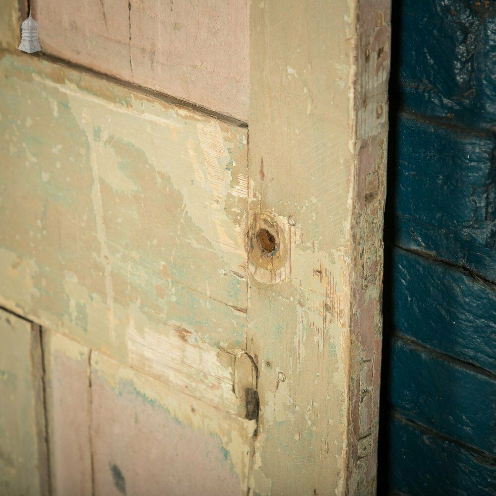 Pine Paneled Door, Distressed Paint Finish photo vintage