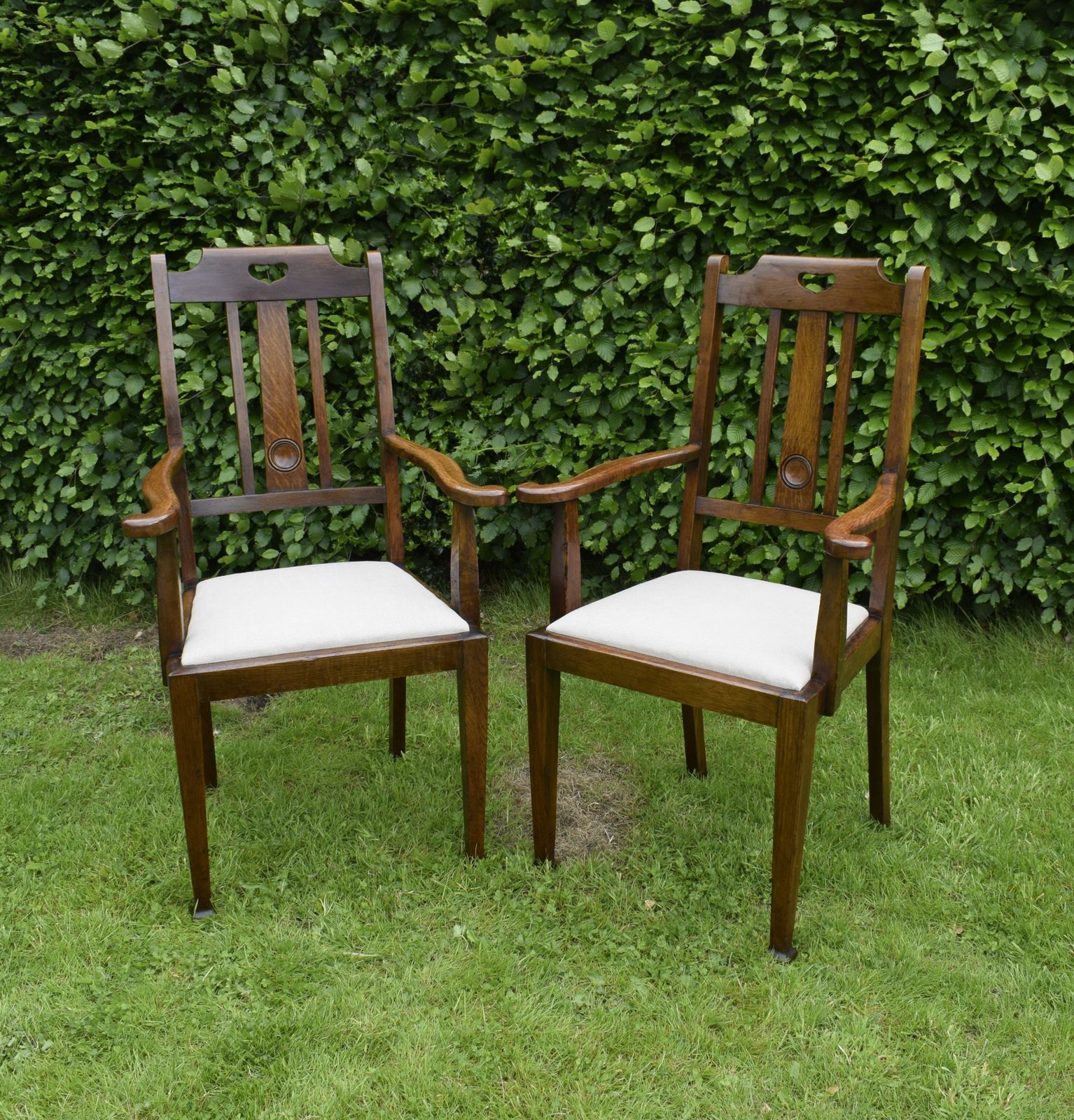 Pair Of Oak Arts & Crafts Armchairs