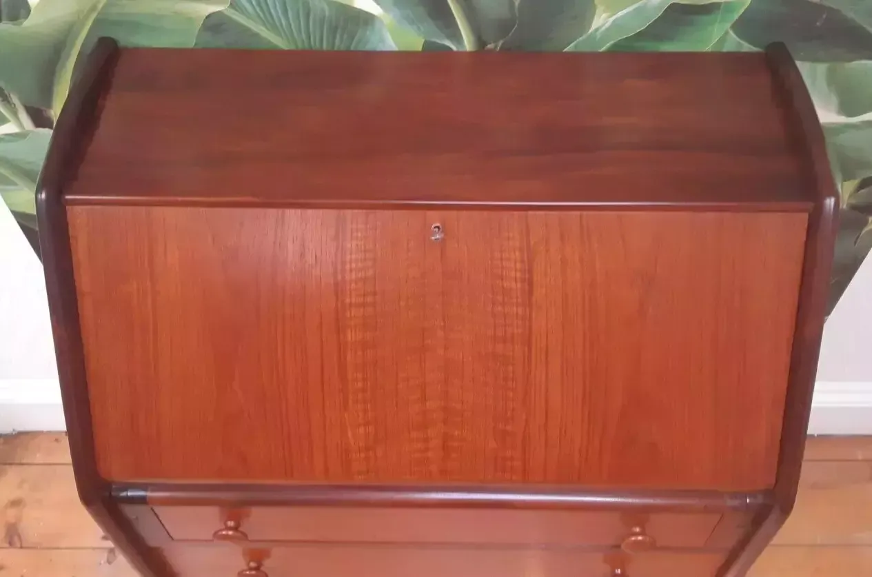 Vintage Mid Century Modern Compact Afromosia Teak Bureau By A. Younger photo furniture