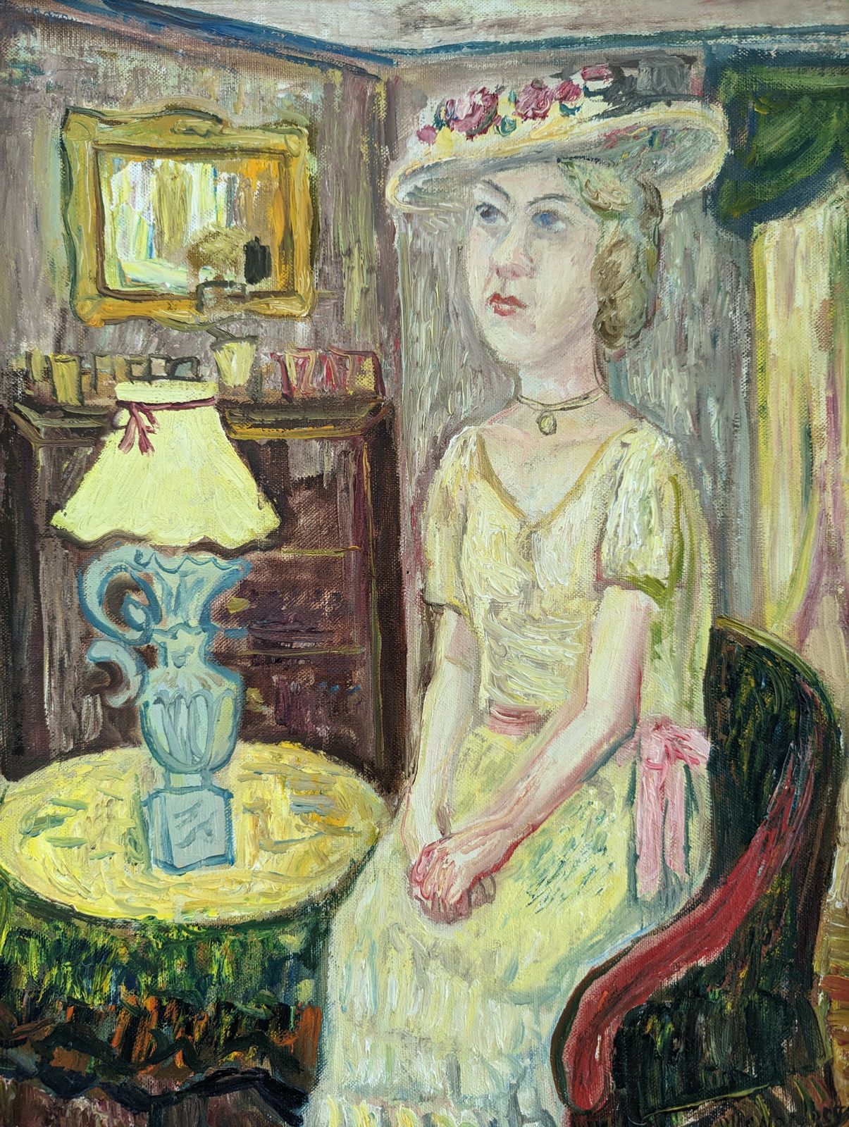 Art Lady In Yellow Oil Painting, Modernist photo