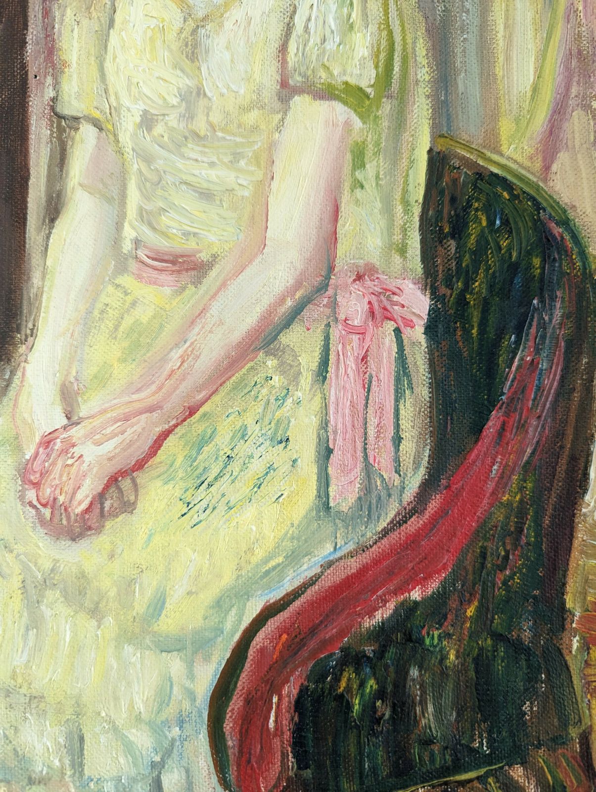 photo vintage Lady In Yellow Oil Painting, Modernist