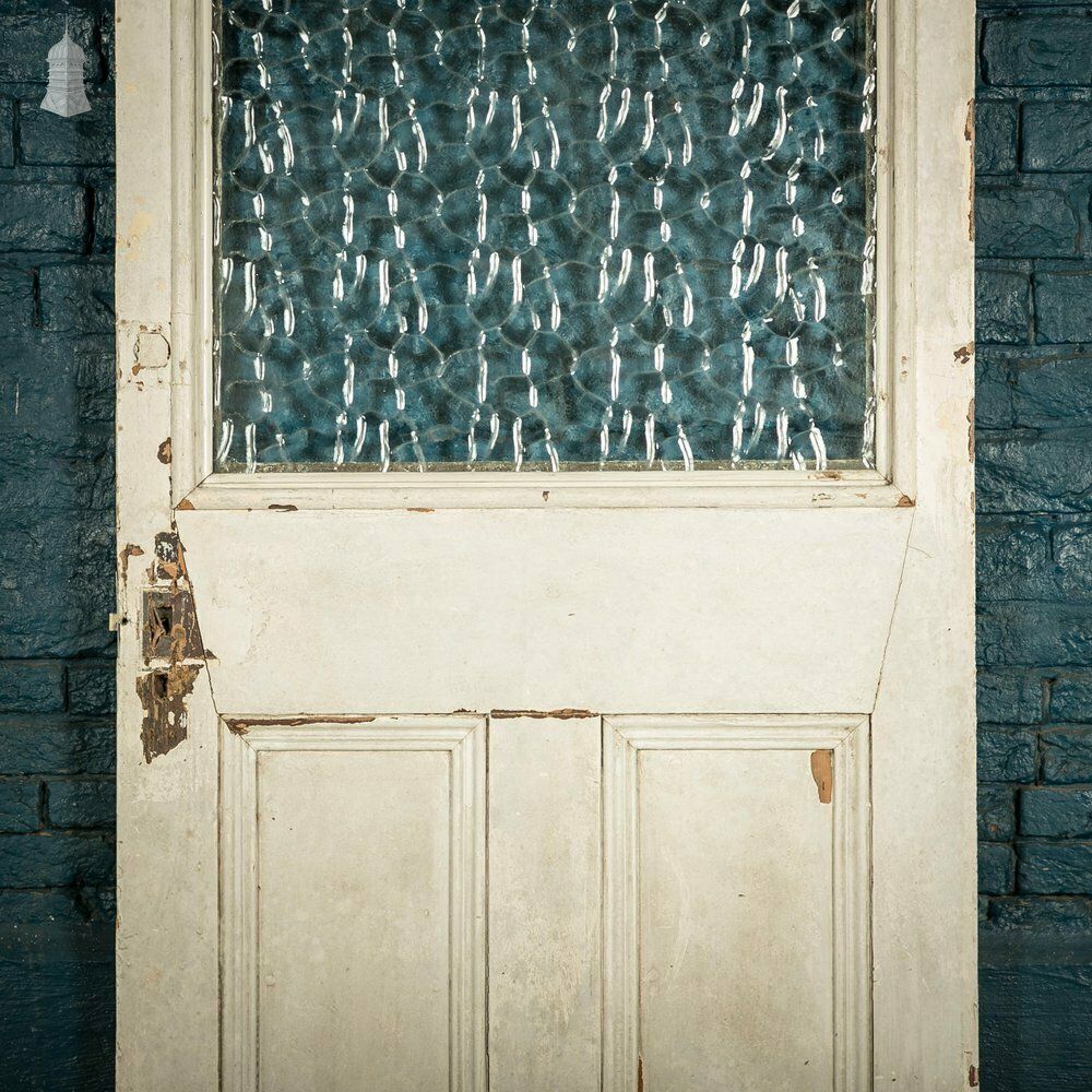 photo vintage Half Glazed Door, Moulded 3 Panel With Textured Glazing