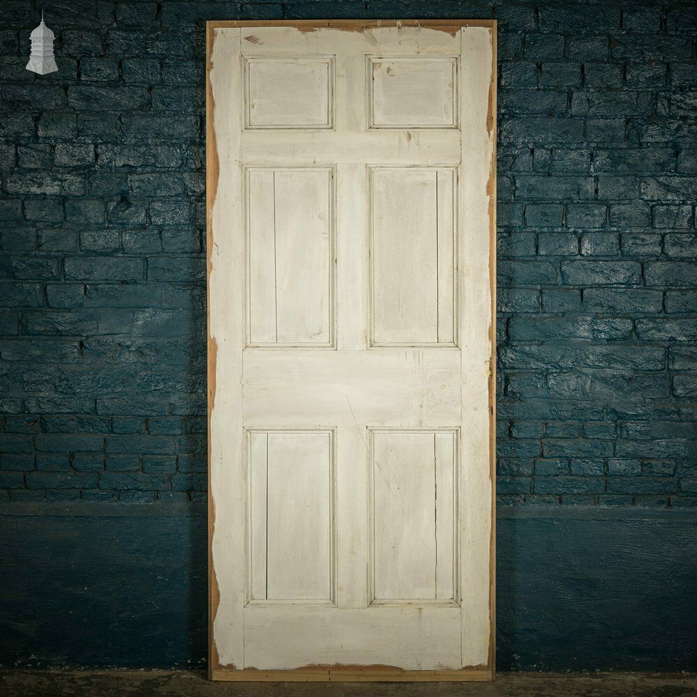 Pine Paneled Door, Moulded 6 Panel, White Painted photo furniture
