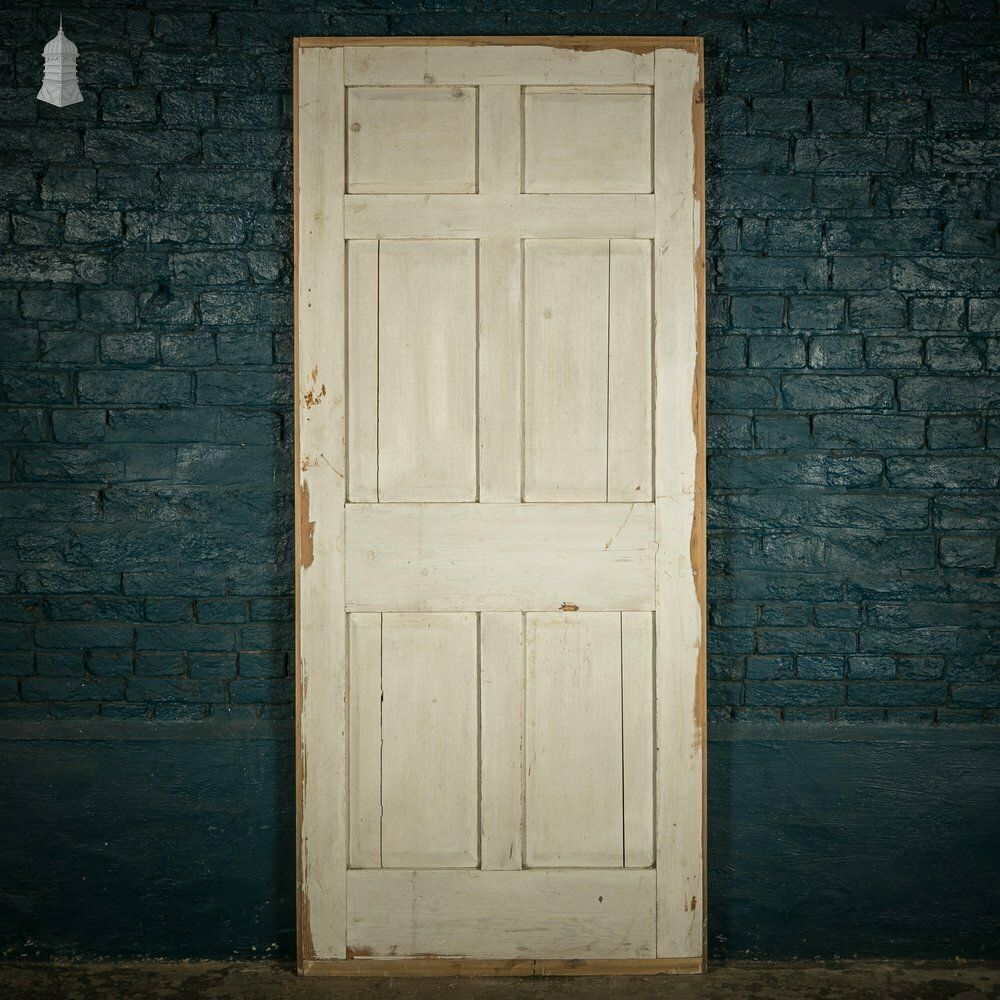 Home Fixtures Pine Paneled Door, Moulded 6 Panel, White Painted photo