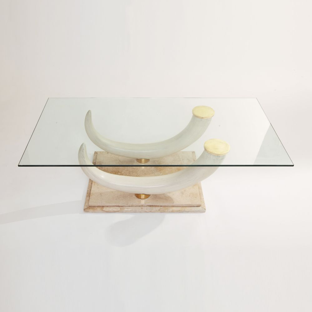 Maison Jansen For Ralph Pucci Collections Italy Faux Elephant Tusk Coffee Table photo for sale