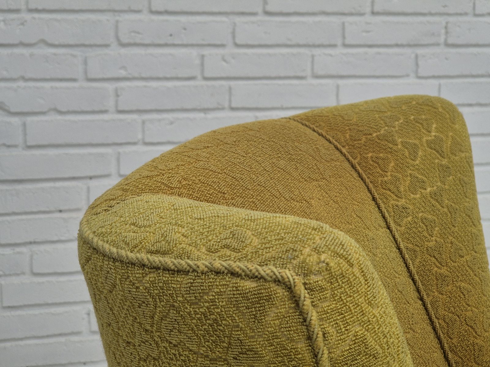 1950s, Danish Vintage Chair, Light Green Cotton/Wool Fabric, Beech Wood. photo Furniture