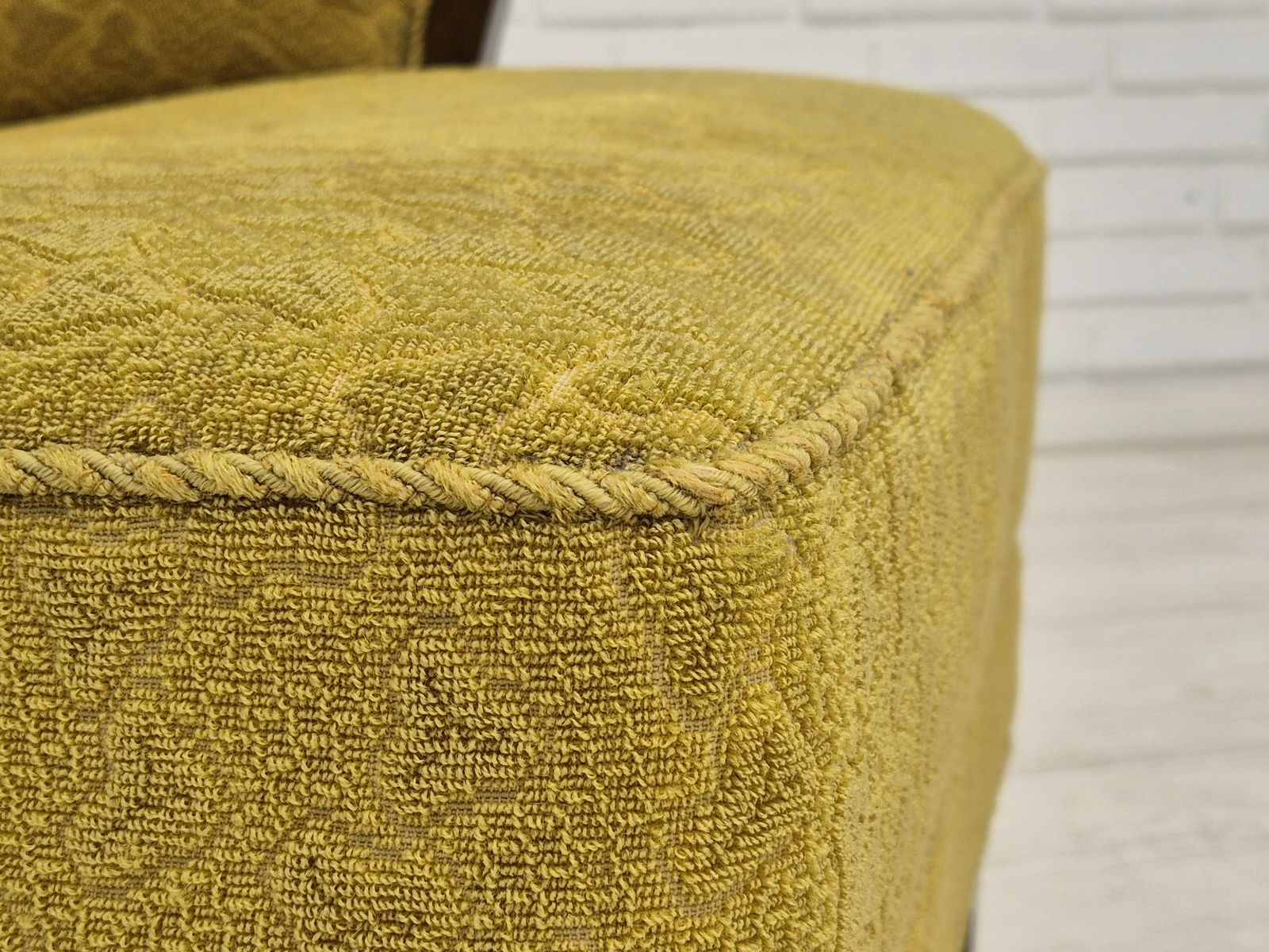 photo furniture 1950s, Danish Vintage Chair, Light Green Cotton/Wool Fabric, Beech Wood.