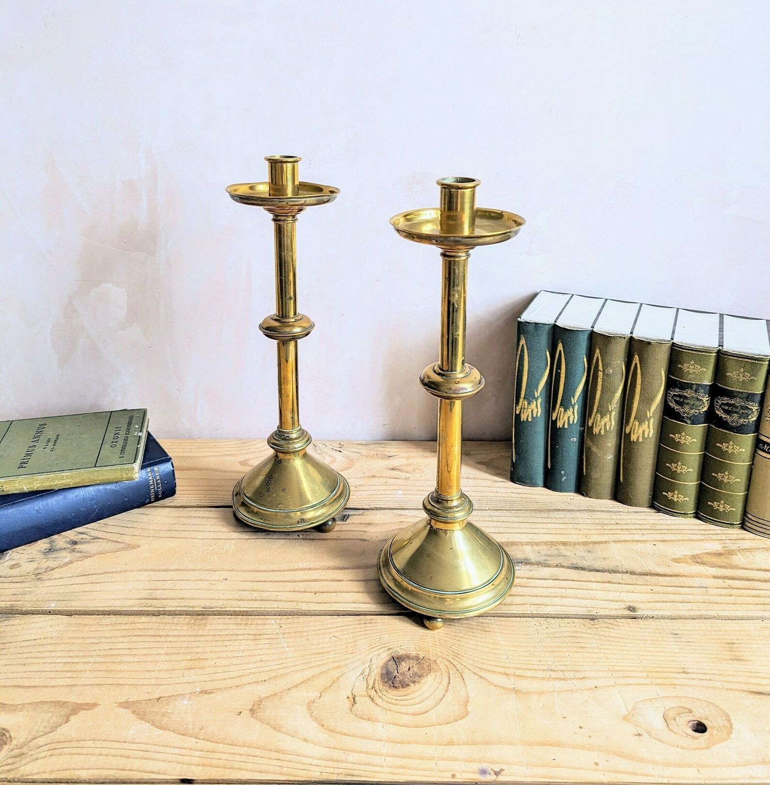A Large Pair Of French Brass Church Altar Candlesticks   C1890 Ecclesiastical Candlesticks photo furniture