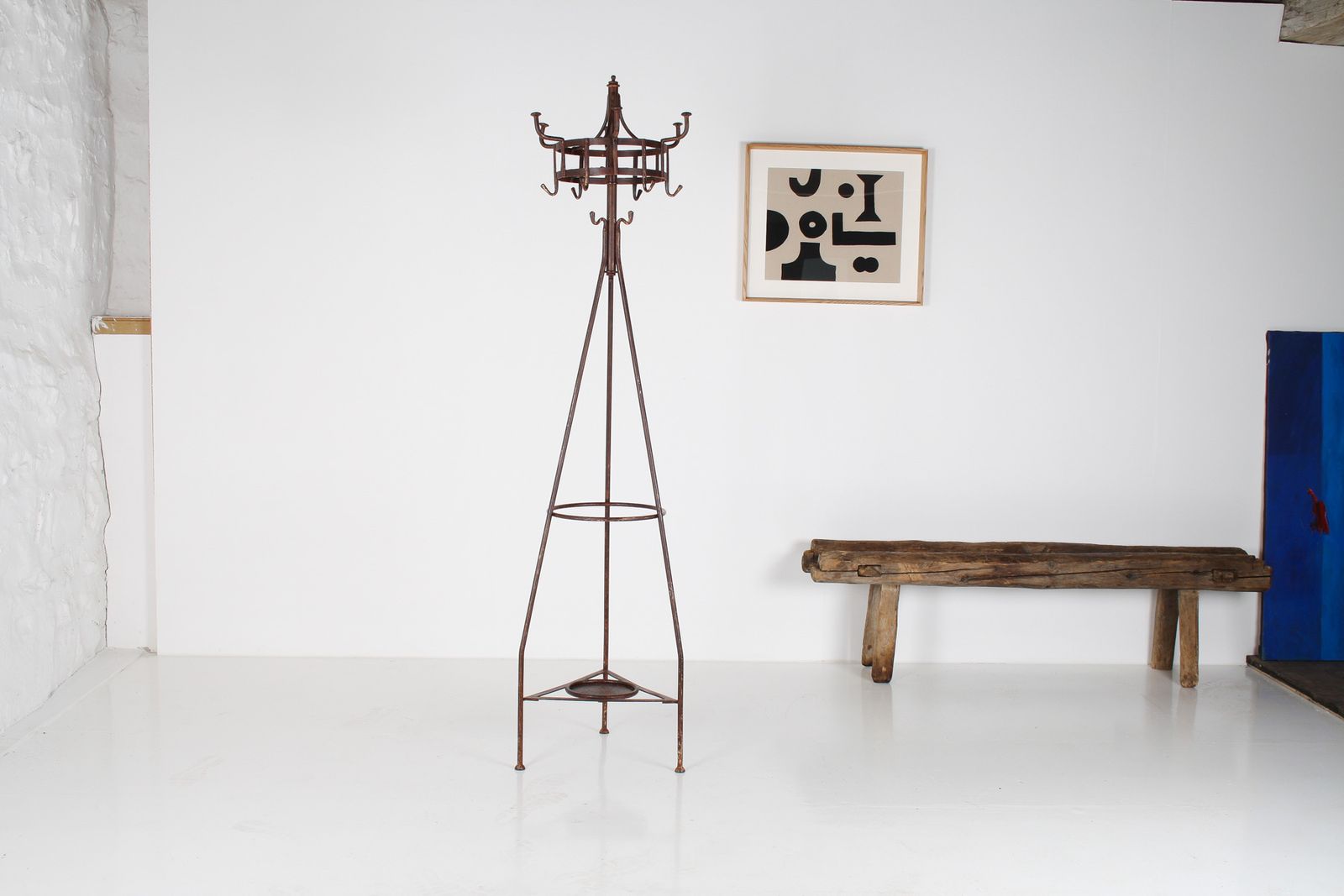 Home Decor A 19th Century Blacksmith Made Wrought Iron Hat, Coat & Umbrella Stand photo