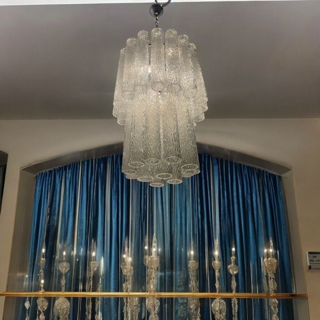 Midcentury Murano Textured Tube Chandelier (1970s) By Venini photo 1650.0