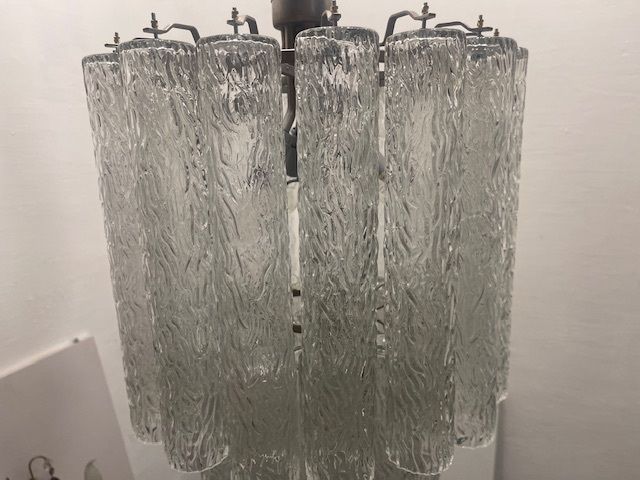 photo vinterior Midcentury Murano Textured Tube Chandelier (1970s) By Venini