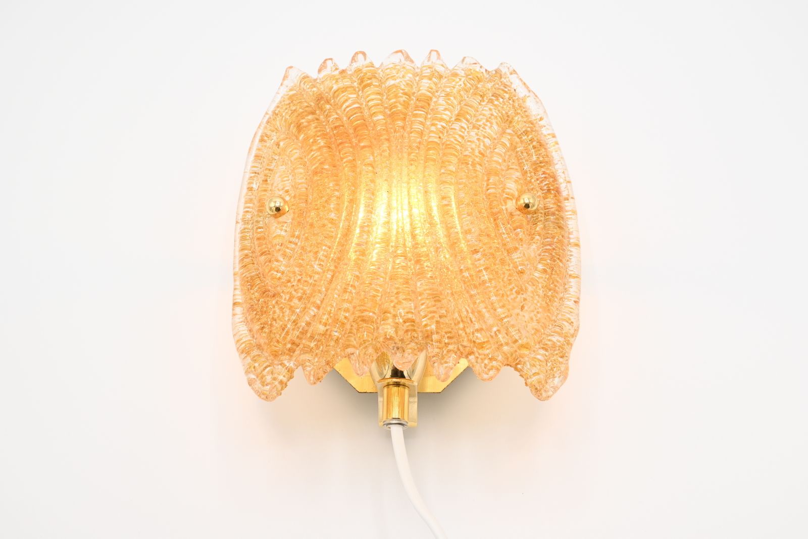 Rare Midcentury Leaf Shaped Glass Wall Lamp By Raf, Sweden 1970s photo buy