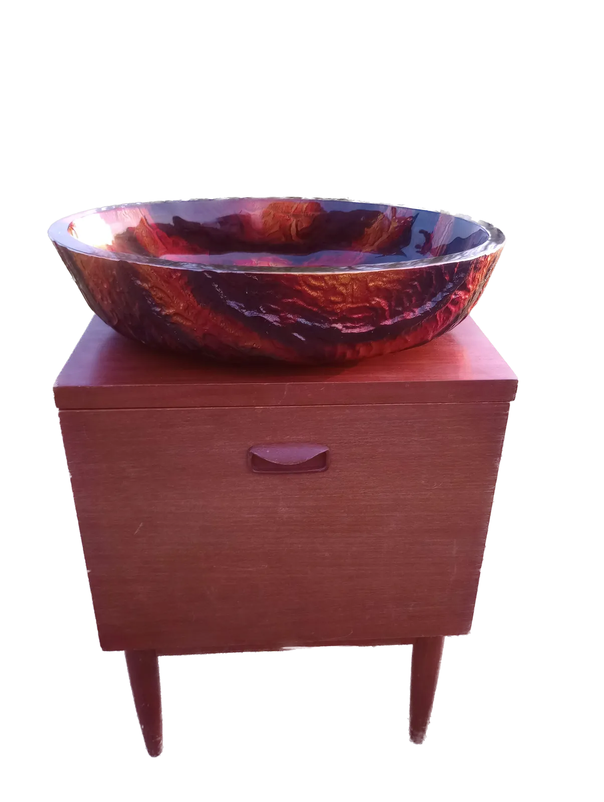Orange & Black Tempered Glass Countertop Sink Basin photo furniture