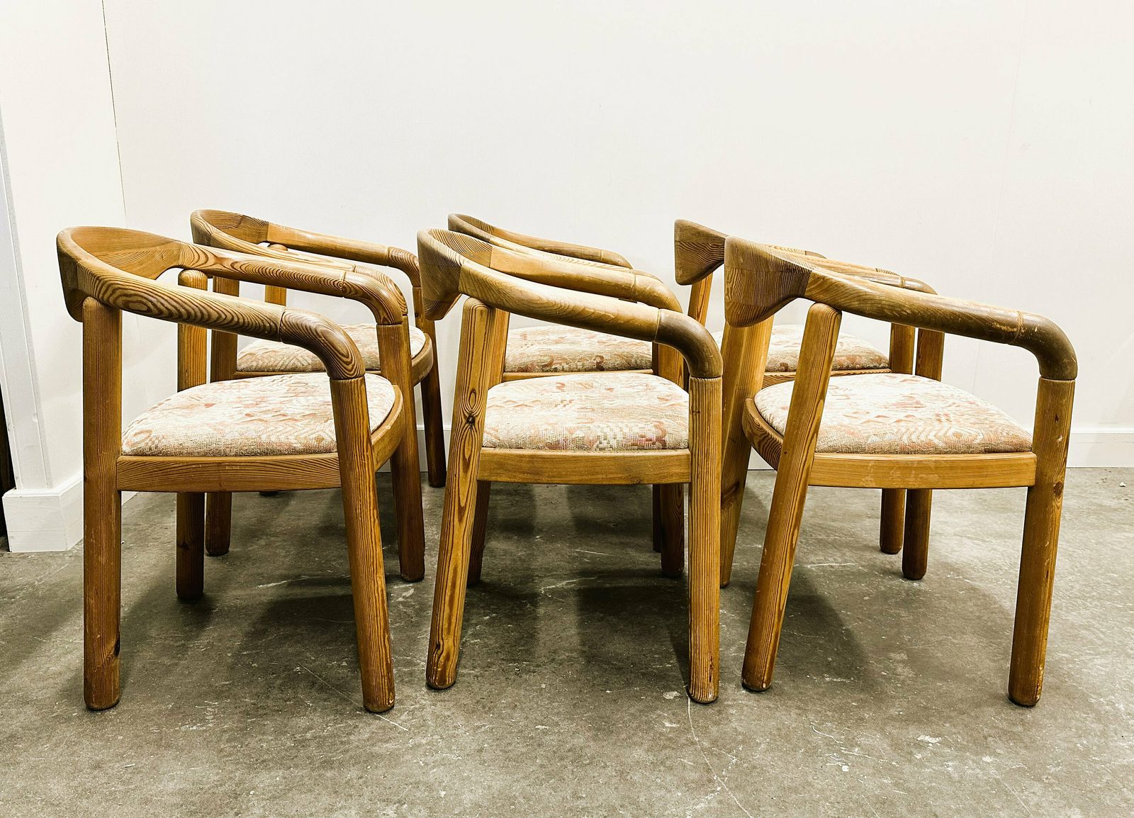 Set Van Zes Rainer Daumiller Grenenhouten Fauteuils, Jaren 1970. photo Meubels