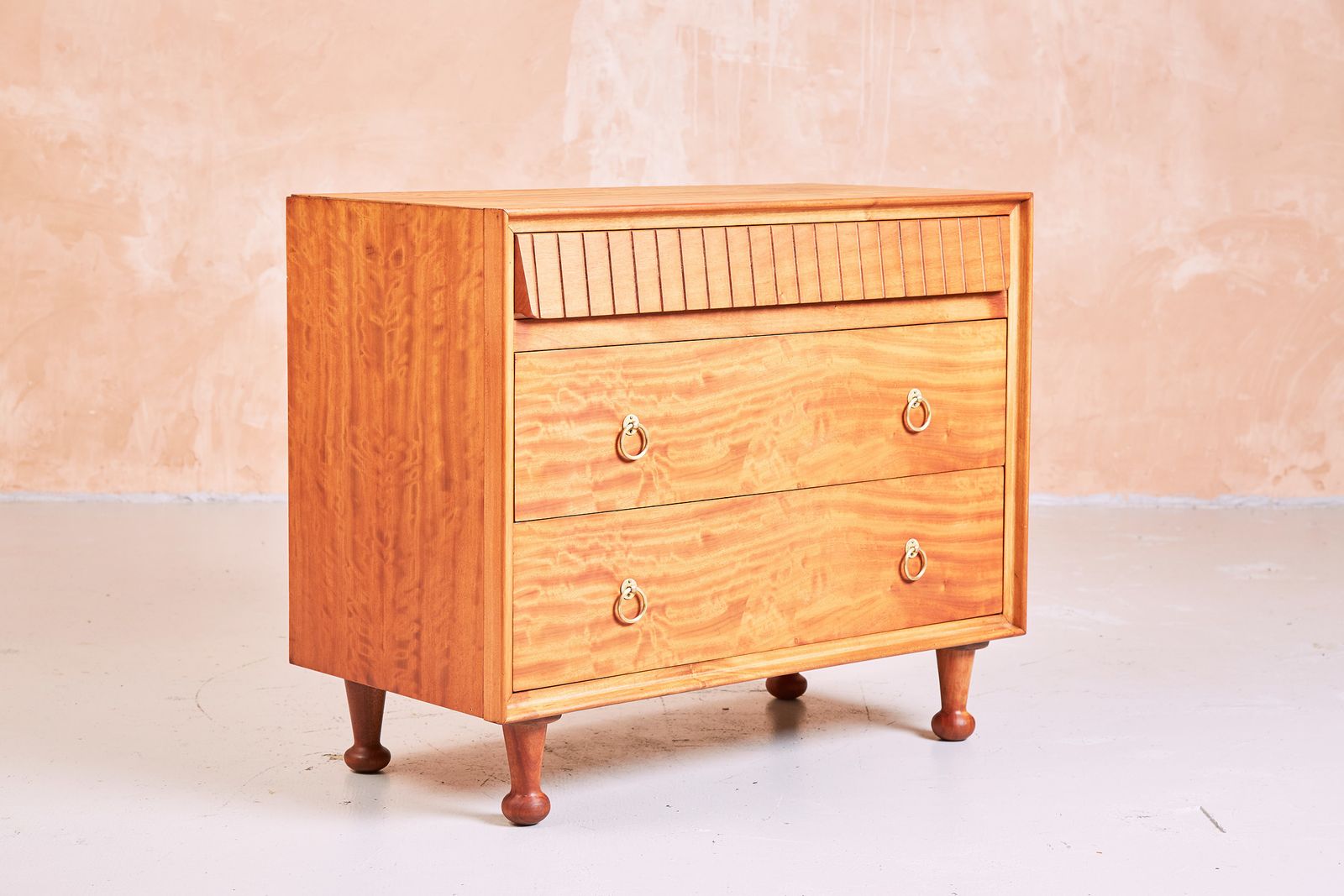 Heals Satinwood Chest Of Drawers By Aj Milne