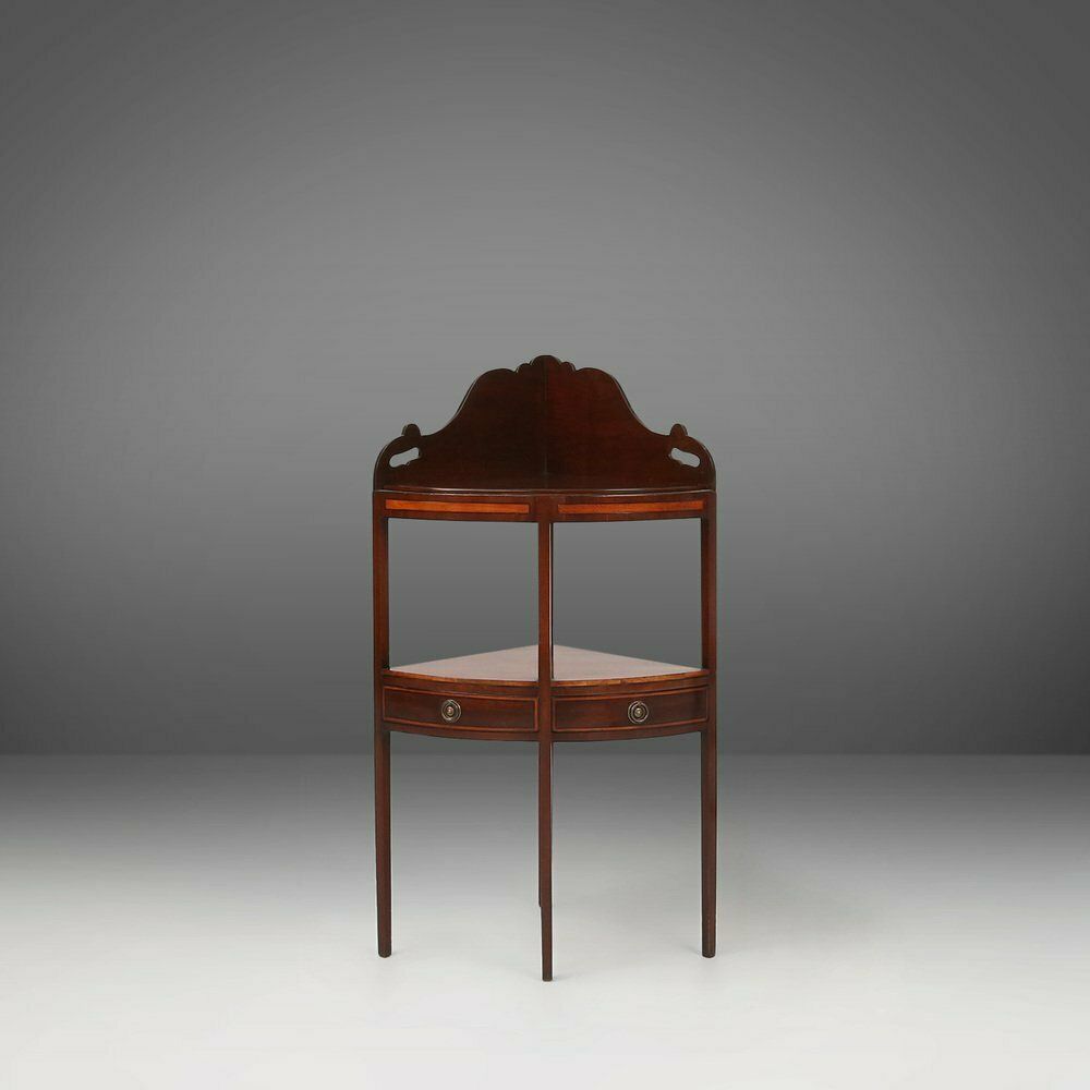 Vintage Corner Cabinet With Wood Inlay And 2 Drawers, France, 1850s