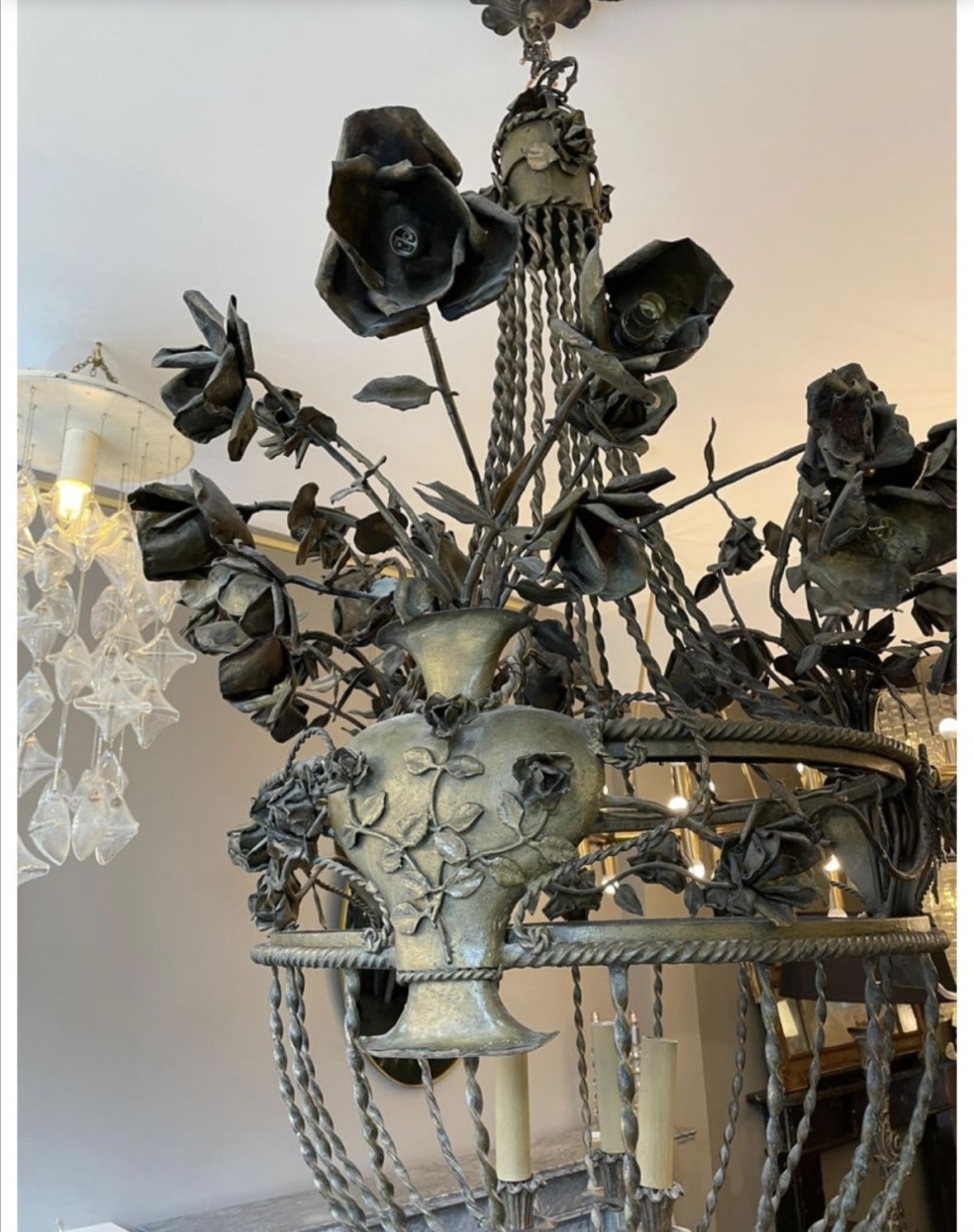 Large Gilt And Wrought Iron Italian Chandelier photo Lighting