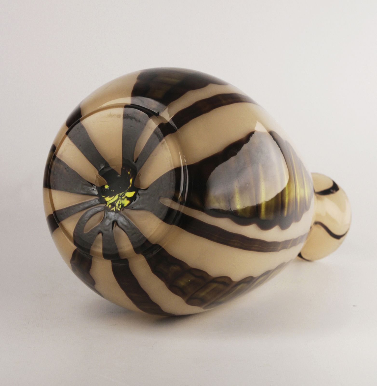 Early 20th Century Art Déco Czech Glazed Art Glass Bulbous Vase Decorated With Plant Motifs photo Home Decor