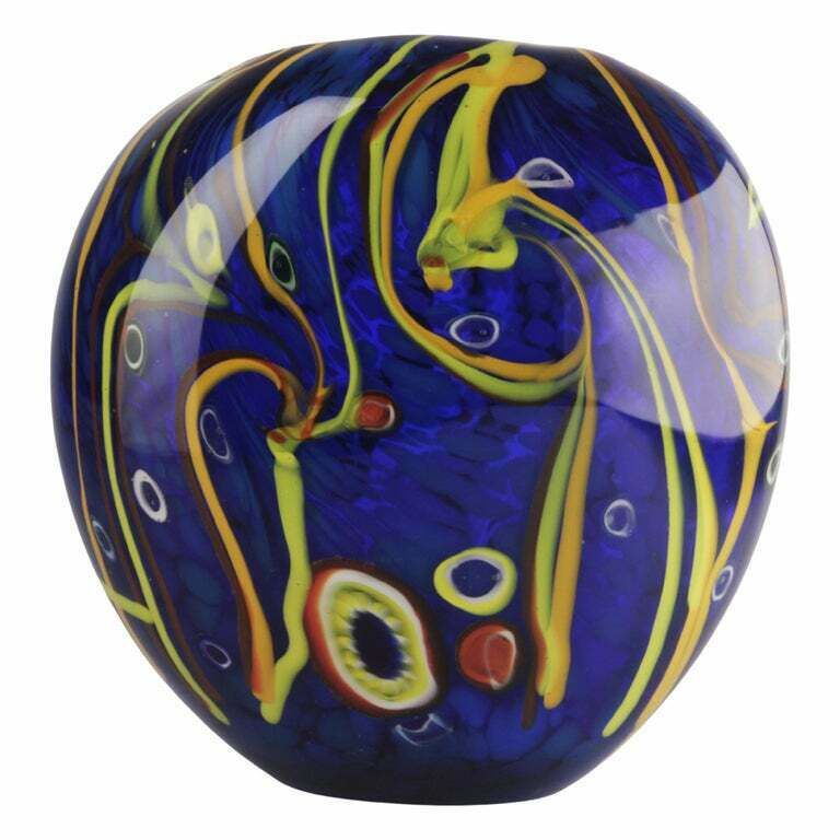 Mid 20th Century Modern Italian Design Colorful Glazed Blue Murano Glass Vase