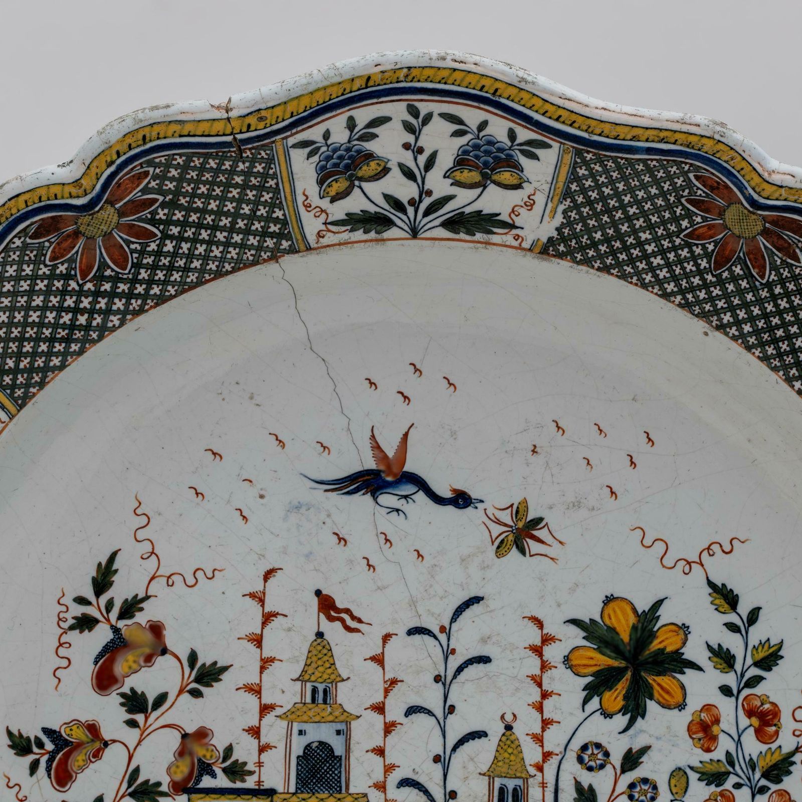 Large Majolica Dish France Rouen Manufactory Of Jean Baptiste Guillibaud, 1730 photo Home Decor