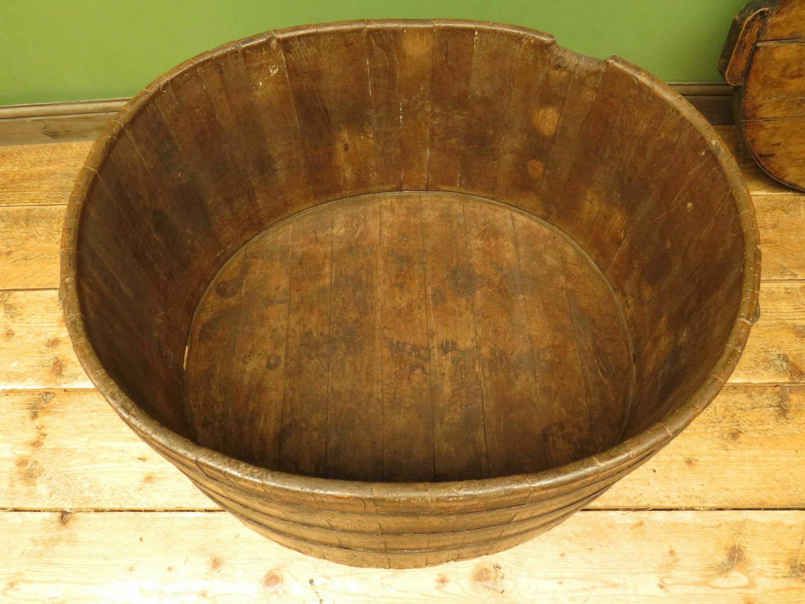 Large Antique Coopered Pig Salting Barrel With Lid, Coffee Or Bar Table photo buy