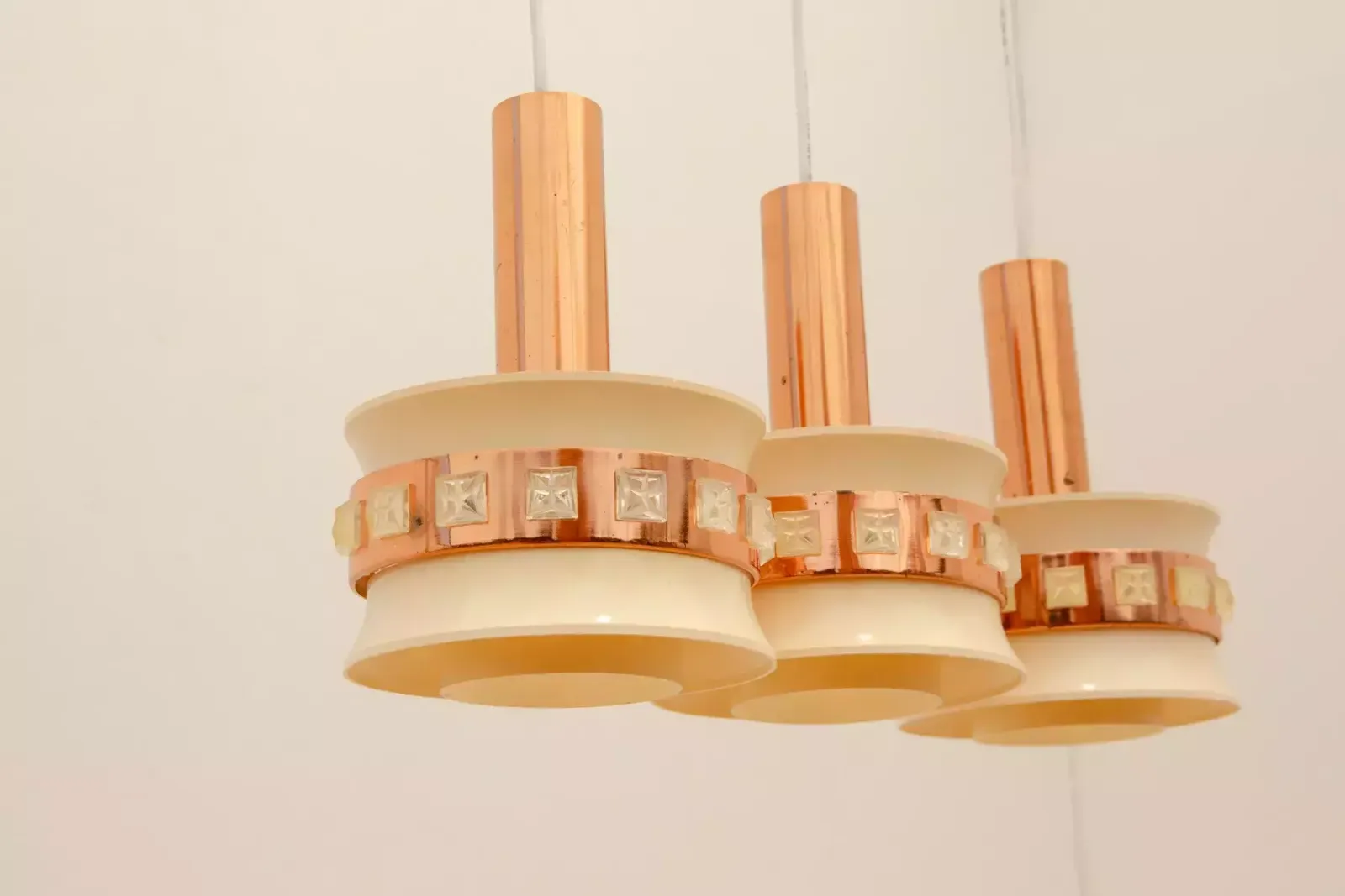 Vintage Hanging Lamp With Two Cut Glass Lampshades, Kamenický šenov, 1970´S photo Lighting