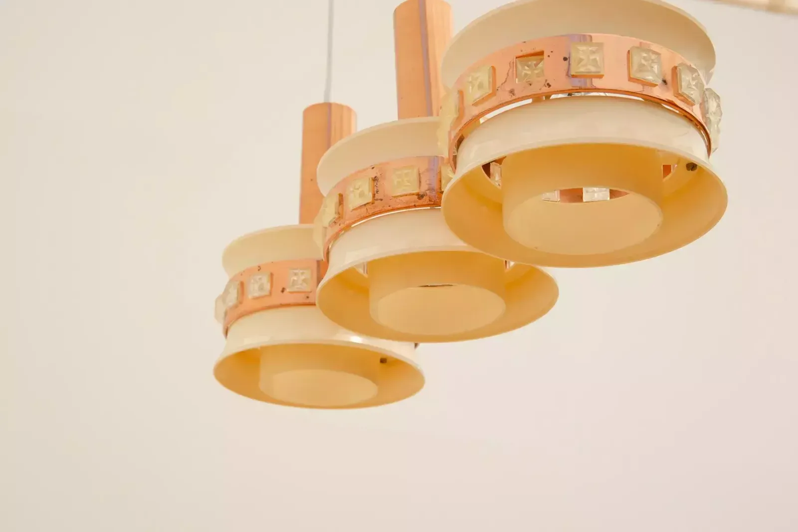 Vintage Hanging Lamp With Two Cut Glass Lampshades, Kamenický šenov, 1970´S photo buy