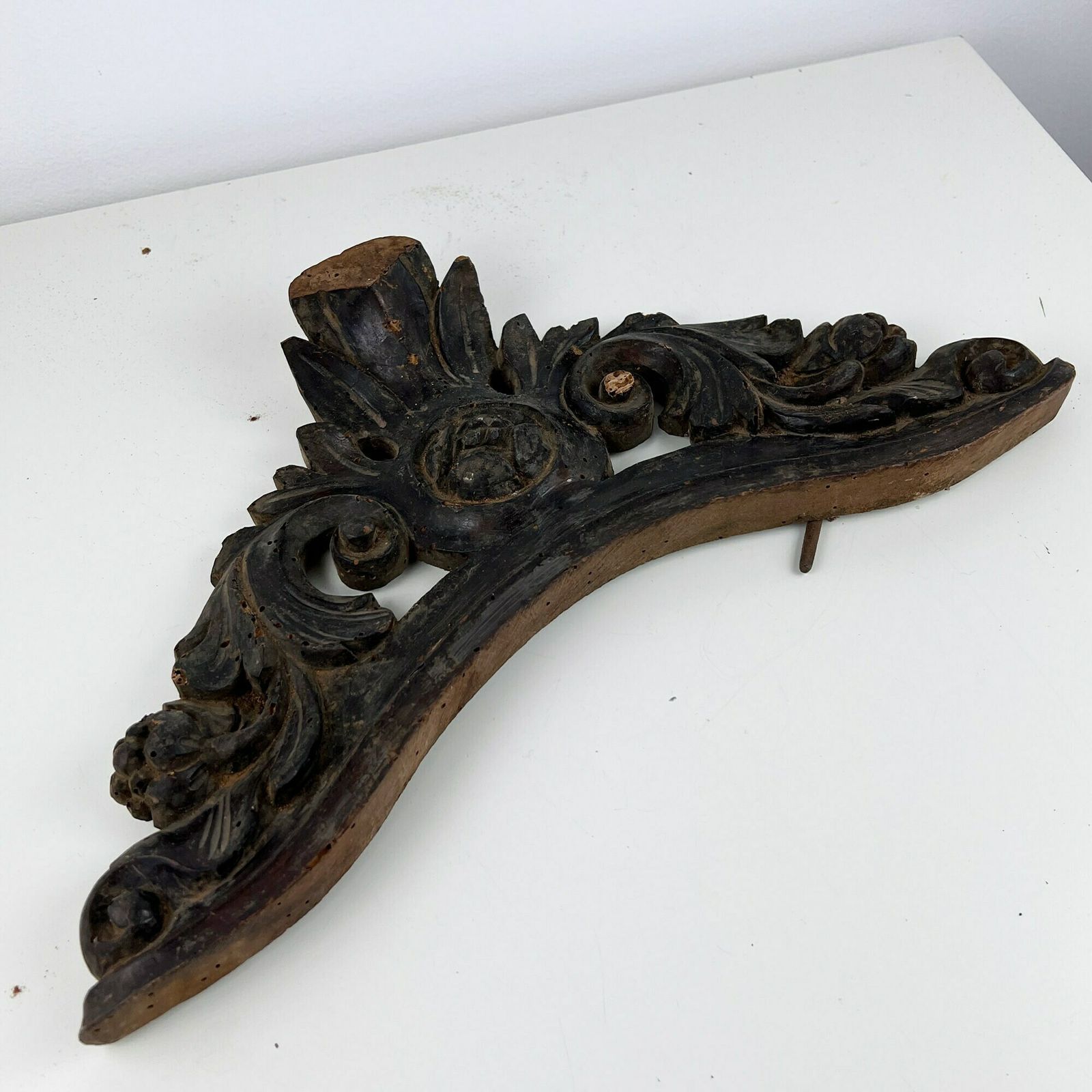 Antique Carved Wood Salvage Fragment, Antique Salvage Decor, Architectural Salvage photo vinterior