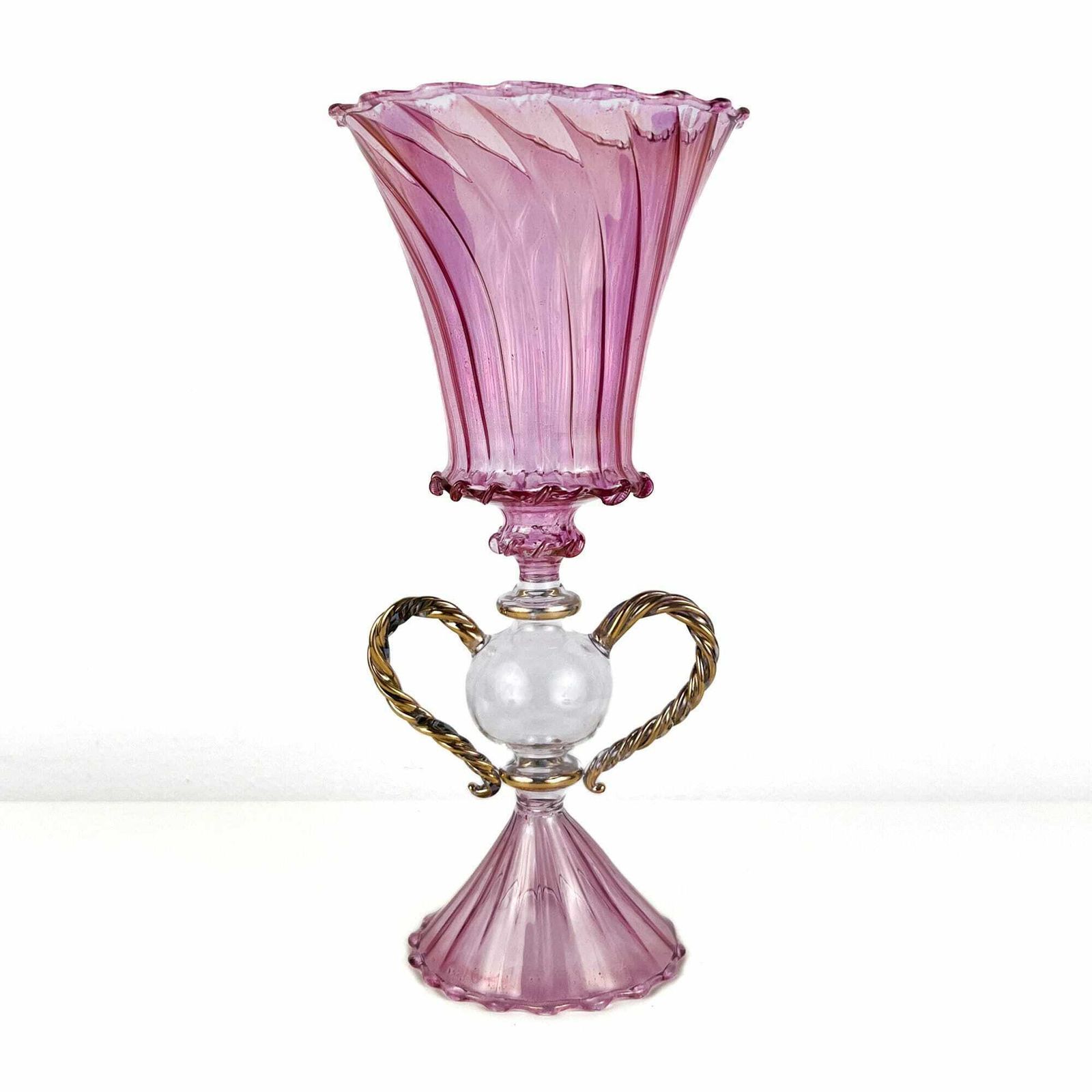 Rare Vintage Murano Glass Goblet, Pink Venetian Murano Champagne Glass, Murano Wine Glass, Anniversary Gift