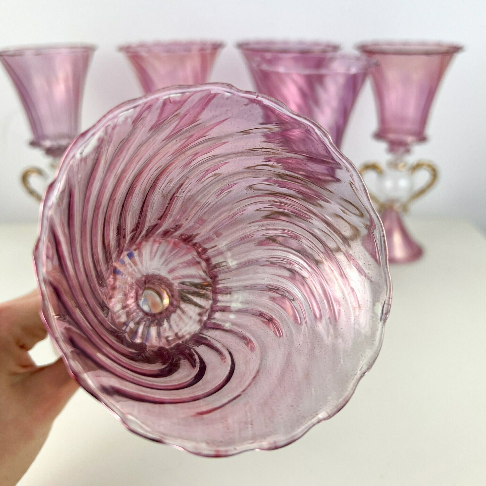 photo furniture Rare Vintage Murano Glass Goblet, Pink Venetian Murano Champagne Glass, Murano Wine Glass, Anniversary Gift