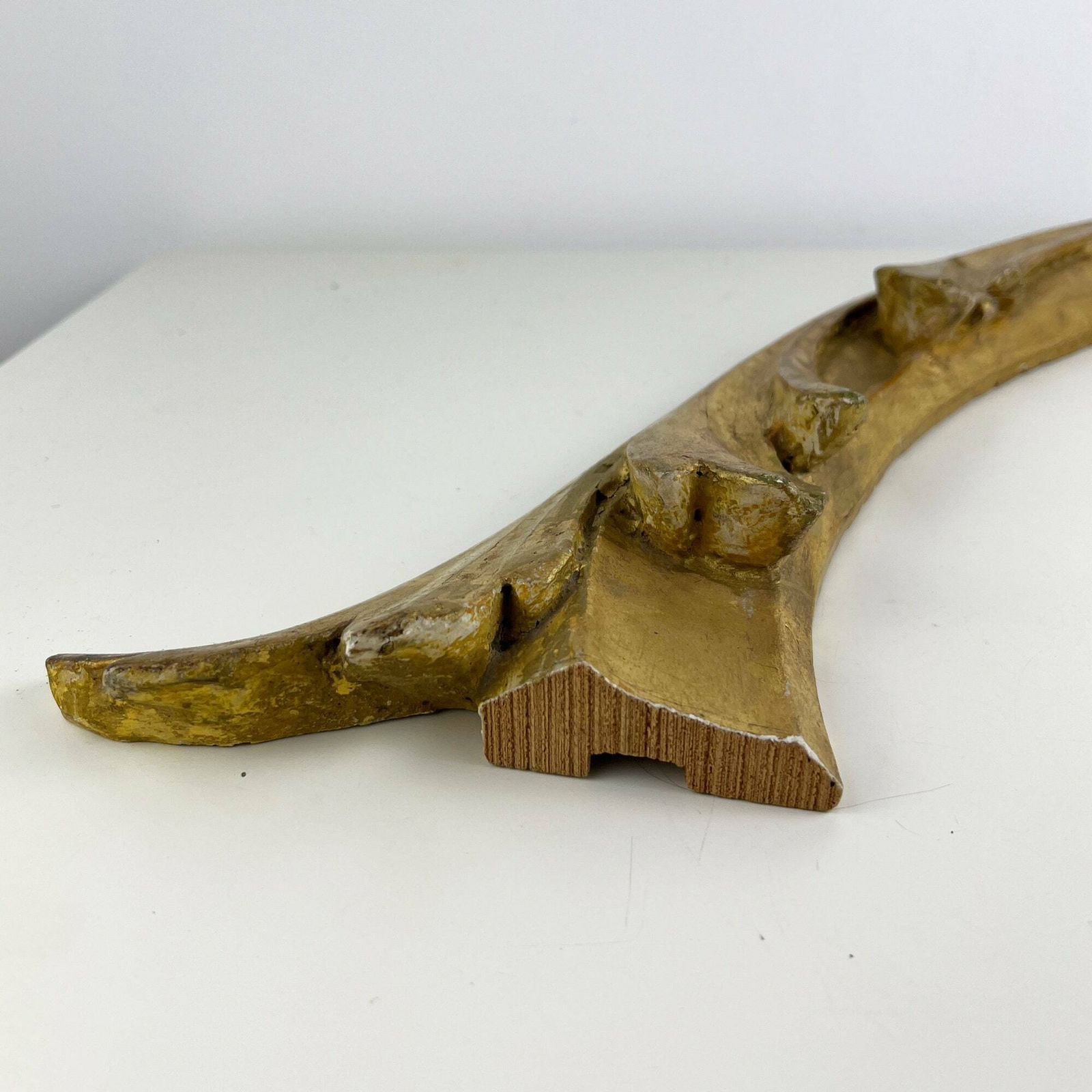Antique 19th Century Gilt Wood Carving Fragment, Architectural Salvage, Italian Antique Salvage Decor photo vinterior