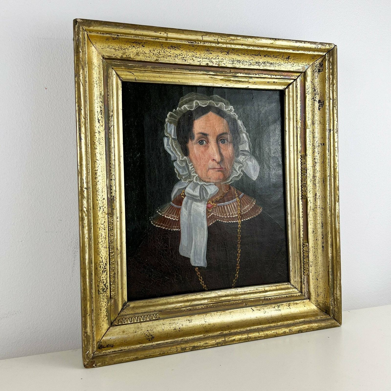 Antiek Portret, Victoriaans Portret, 19e Eeuws Olieverfschilderij Op Doek, Portret Van Een Voorname Bejaarde Dame photo furniture