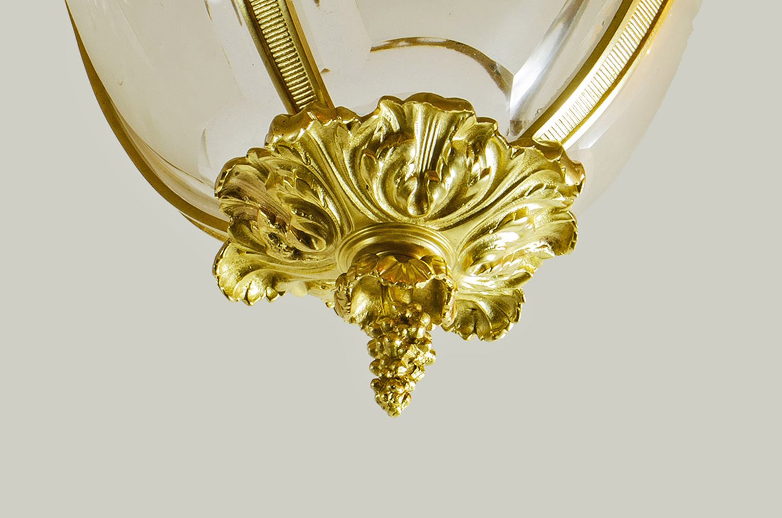 Pair Of Early 20th Century French Cast Bronze And Glass Farole Like Ceiling Lamps photo Lighting