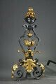 Very Large Pair Of Wrought Iron Mantelpieces With Foliage, Mask And Scroll Motifs photo vinterior