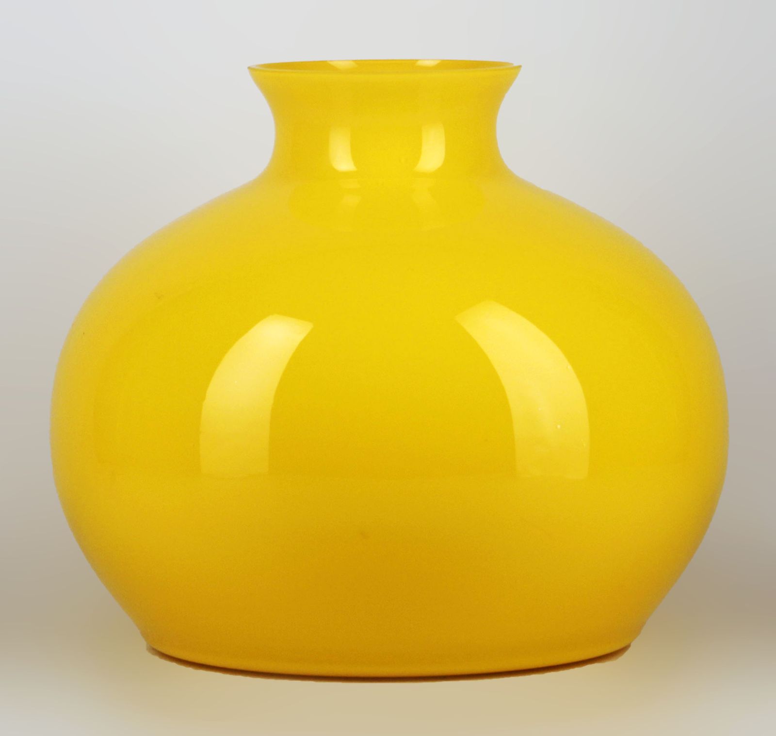 Late 20th Century Danish Bulbous Polished Glass Yellow Vase Of Scandinavian Design photo furniture