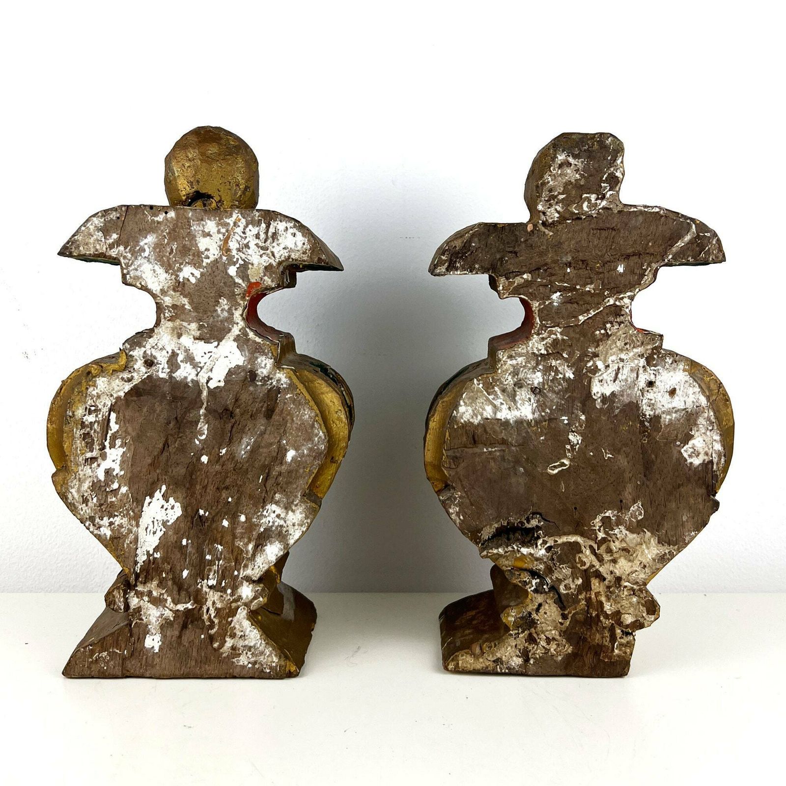 Antique Salvaged Wood Bookends, Old Church Fragments, Antique Salvage Decor, Gilt Carved Wood Piece photo 258.0