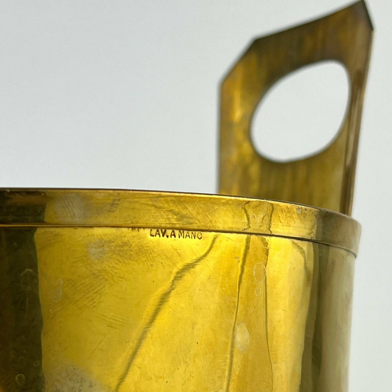Set Of 2 Vintage Brass Buckets Or Planters, Embossed Gold Champagne Bucket, Flower Pot photo vintage