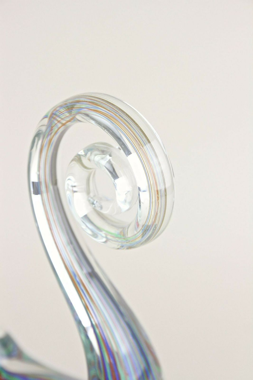 Striped Murano Glass Bird Sculpture, Mid Century Murano Glass Art, It Ca. 1970 photo for sale
