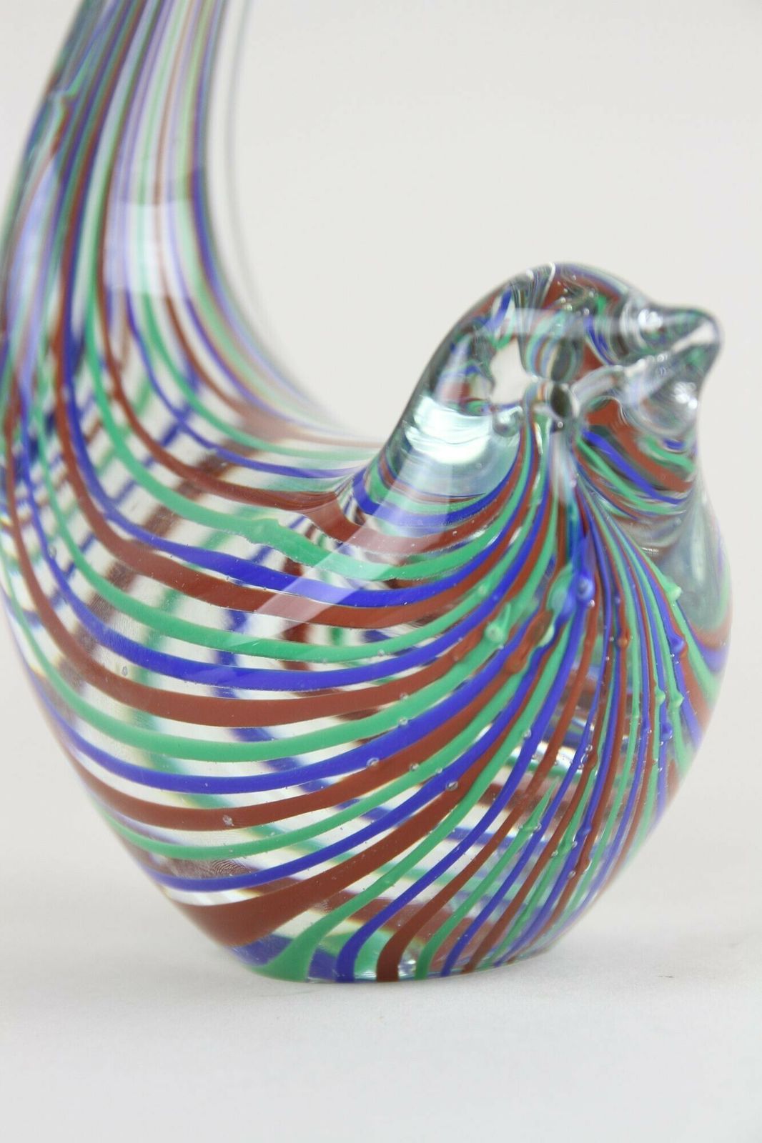 photo furniture Striped Murano Glass Bird Sculpture, Mid Century Murano Glass Art, It Ca. 1970