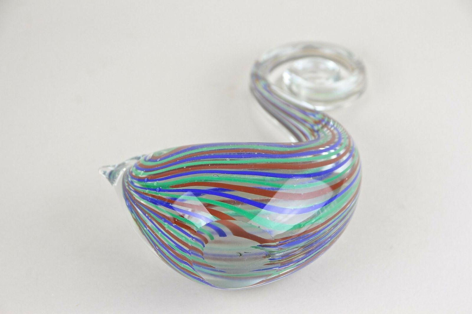 340.0 Striped Murano Glass Bird Sculpture, Mid Century Murano Glass Art, It Ca. 1970 photo