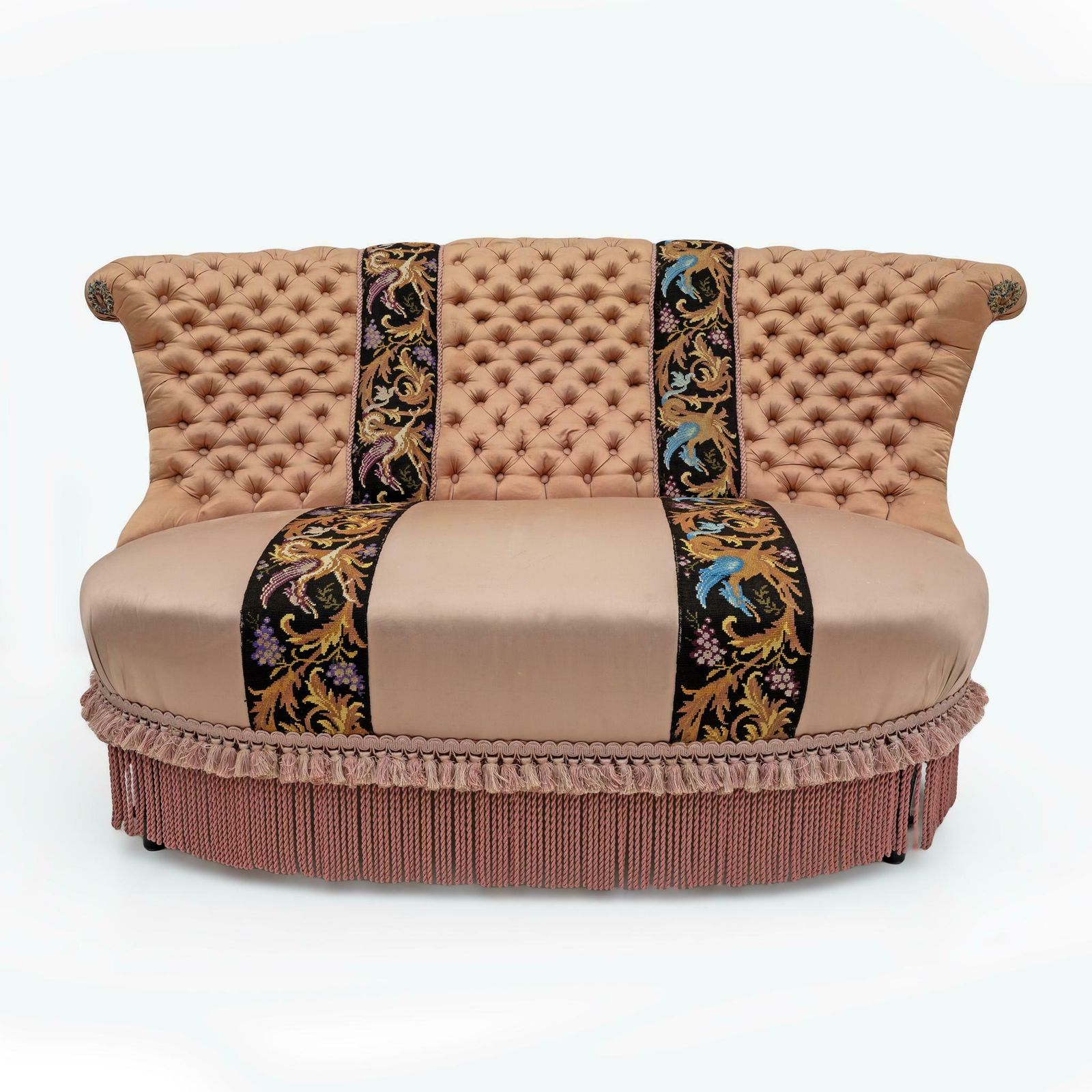 Rare 19th Century Napoleon III Silk Satin Sofa photo furniture