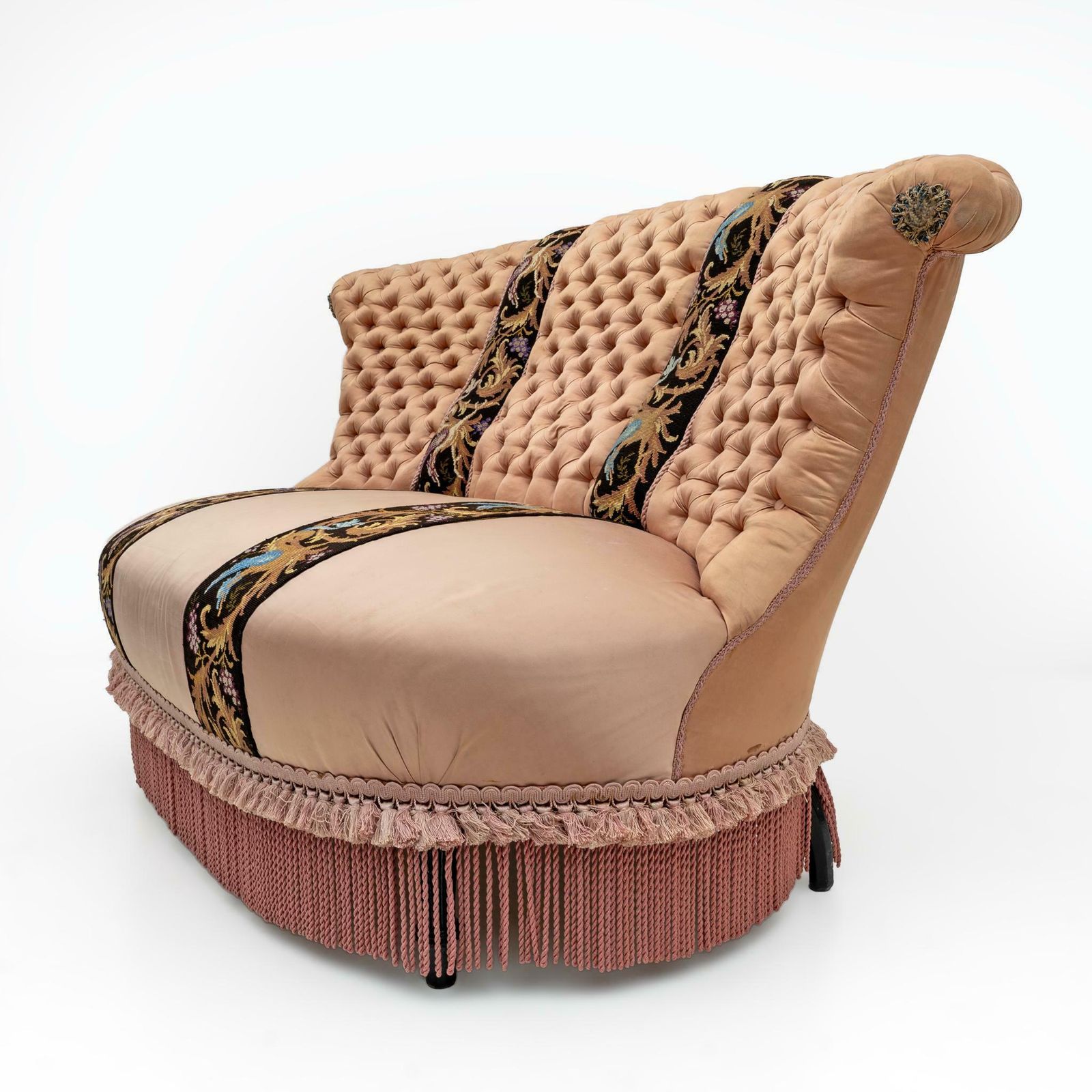 Rare 19th Century Napoleon III Silk Satin Sofa photo buy