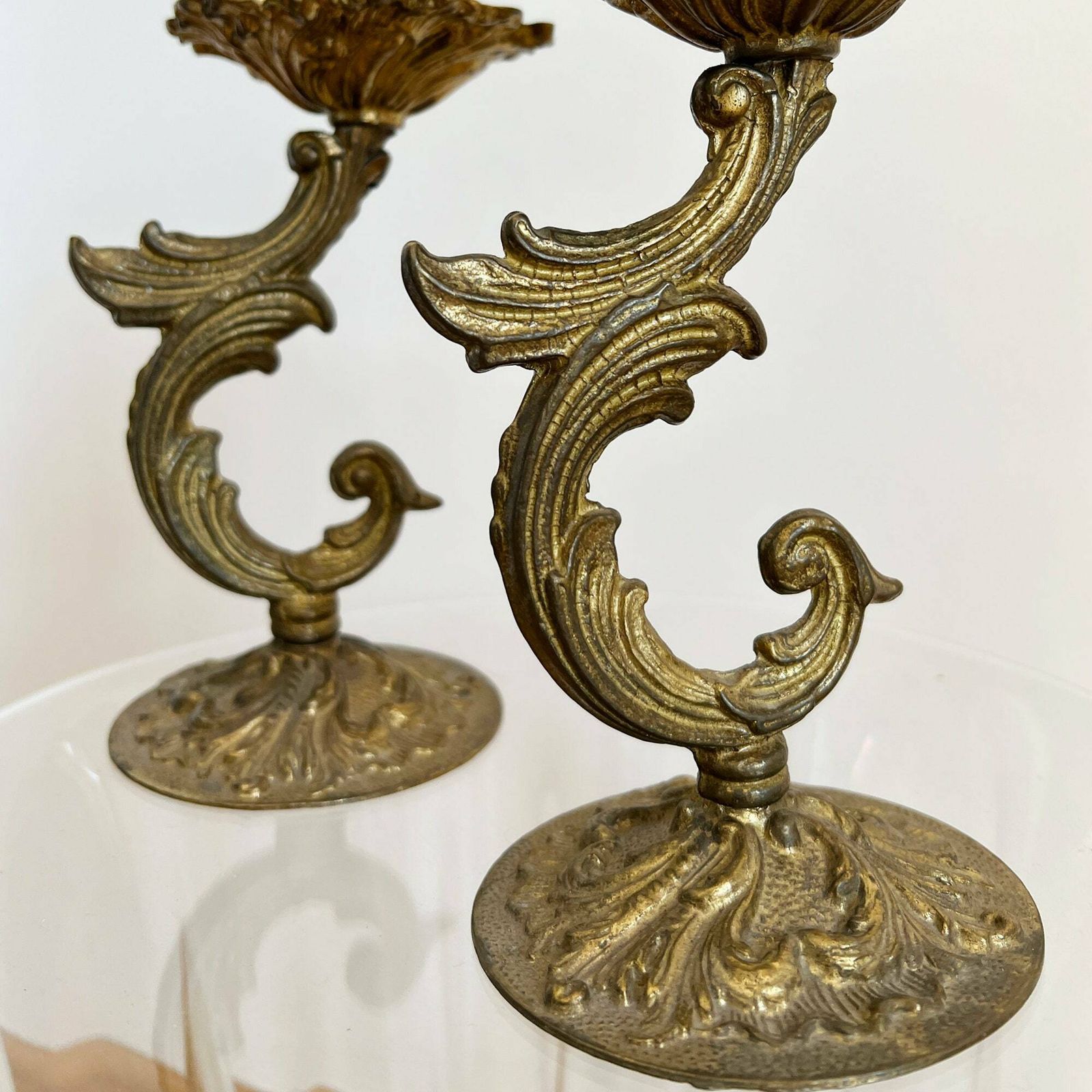 Antique Pair Of Candlestick Holders, Rococo Style Candle Holders, Ornate Candle Stick Holders photo 160.0
