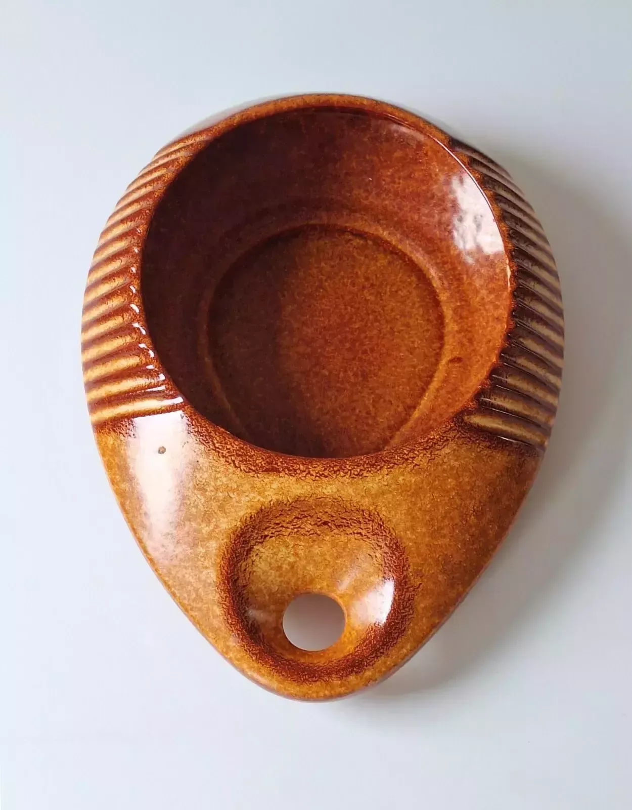 A Large Modernist ‘Screziato Tobacco’ Ceramic Fruit Bowl By Bertoncello Italy 70