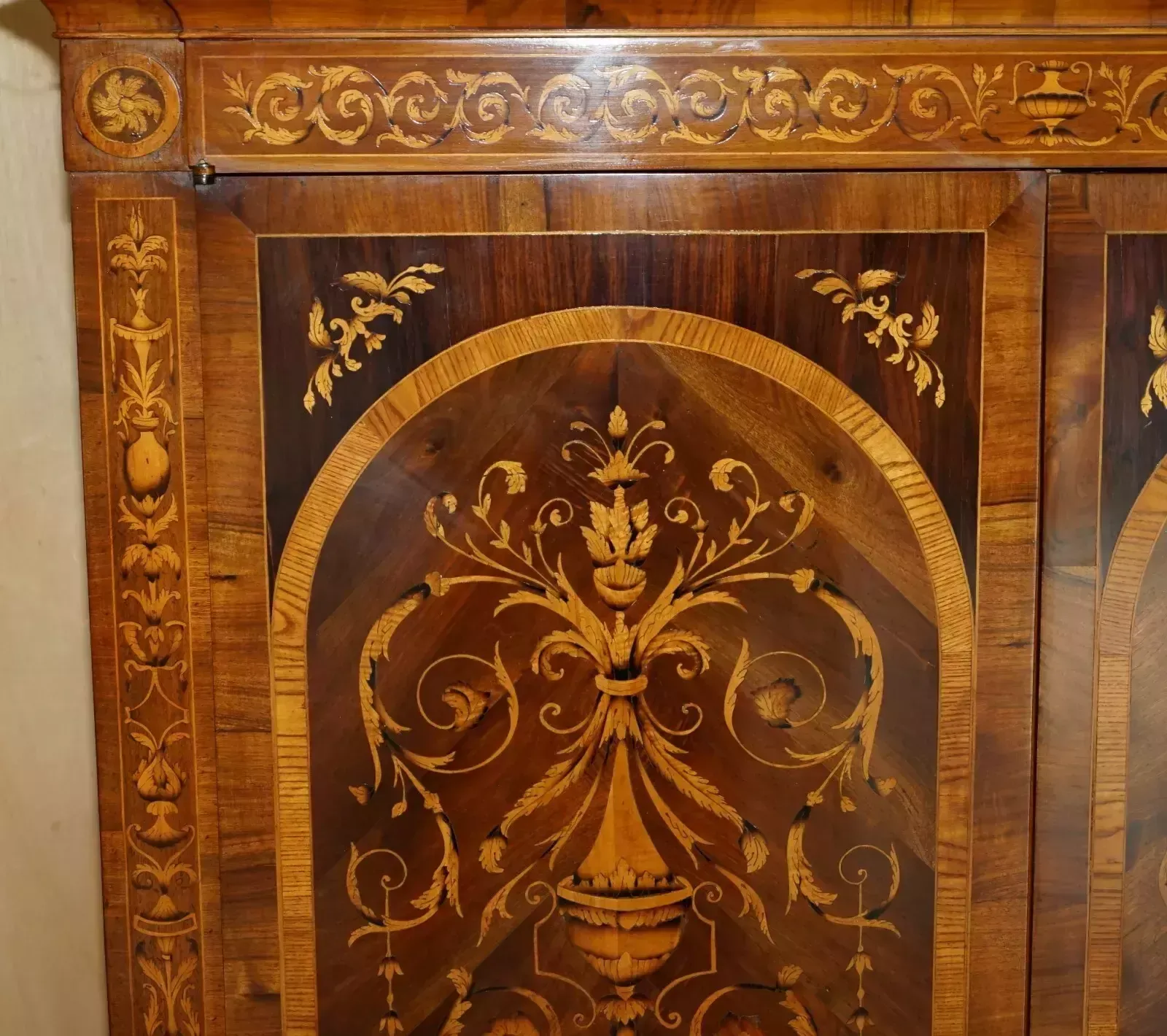 Stunning Vintage Italian Marquetry Inlaid Wardrobe Armoire Or Hall Cupboard photo for sale