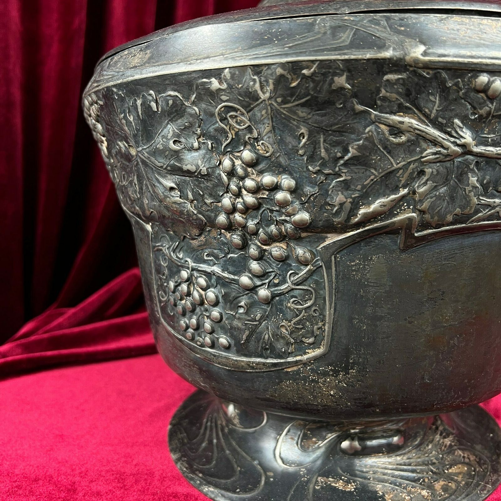 Antique Art Nouveau Soup Bowl, Antique Tureen, Metal Soupiere, Art Nouveau Decor, Metal Terrine, Lidded Dish Serving photo 329.0