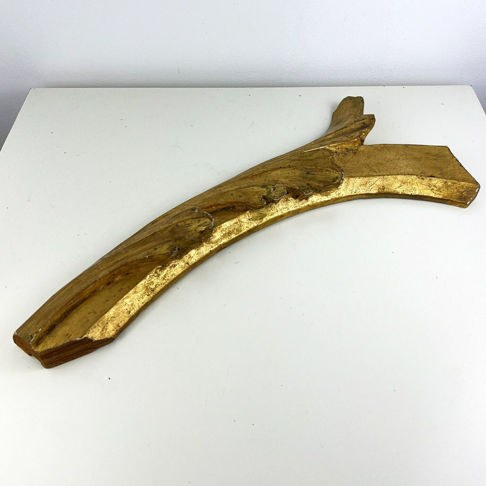 Antique 19th Century Gilt Wood Carving Fragment, Architectural Salvage, Italian Antique Salvage Decor photo vinterior