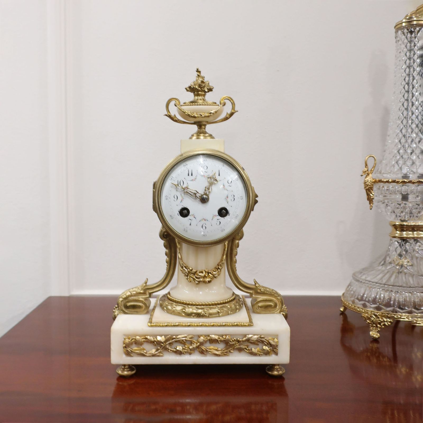 French Marble And Bronze Gilt Mantel Clock photo furniture