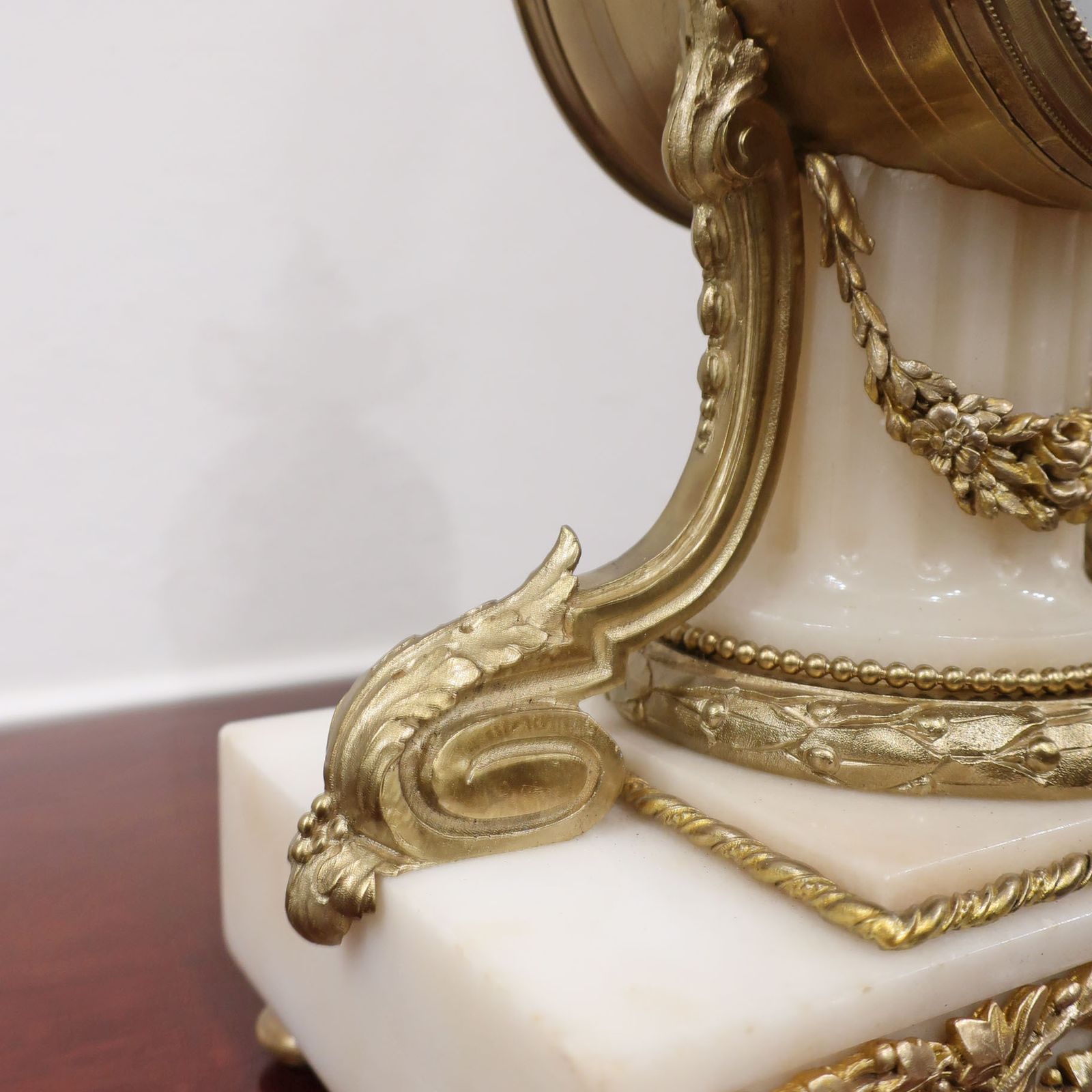 French Marble And Bronze Gilt Mantel Clock photo 1250.0